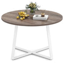 47 Inch Round Dining Table with Stable X-shaped Base and Round Thickened Tabletop by LJGDeals