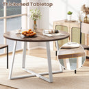 47 Inch Round Dining Table with Stable X-shaped Base and Round Thickened Tabletop