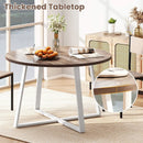 47 Inch Round Dining Table with Stable X-shaped Base and Round Thickened Tabletop by LJGDeals