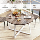 47 Inch Round Dining Table with Stable X-shaped Base and Round Thickened Tabletop by LJGDeals