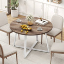 47 Inch Round Dining Table with Stable X-shaped Base and Round Thickened Tabletop by LJGDeals