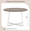 47 Inch Round Dining Table with Stable X-shaped Base and Round Thickened Tabletop by LJGDeals
