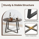 47 Inch Round Dining Table with Stable X-shaped Base and Round Thickened Tabletop