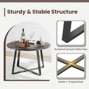 47 Inch Round Dining Table with Stable X-shaped Base and Round Thickened Tabletop by LJGDeals
