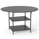 47 Inch Round Dining Table for 4-6 People Large Kitchen Table with 2-Tier Storage Shelves by LJGDeals