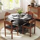 47 Inch Round Dining Table for 4-6 People Large Kitchen Table with 2-Tier Storage Shelves by LJGDeals