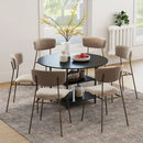 47 Inch Round Dining Table for 4-6 People Large Kitchen Table with 2-Tier Storage Shelves by LJGDeals