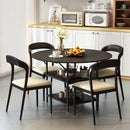 47 Inch Round Dining Table for 4-6 People Large Kitchen Table with 2-Tier Storage Shelves by LJGDeals