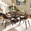 47 Inch Round Dining Table for 4-6 People Large Kitchen Table with 2-Tier Storage Shelves by LJGDeals