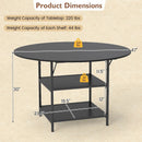 47 Inch Round Dining Table for 4-6 People Large Kitchen Table with 2-Tier Storage Shelves by LJGDeals