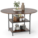 47 Inch Round Dining Table for 4-6 People Large Kitchen Table with 2-Tier Storage Shelves by LJGDeals