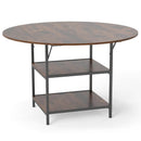 47 Inch Round Dining Table for 4-6 People Large Kitchen Table with 2-Tier Storage Shelves by LJGDeals