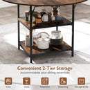 47 Inch Round Dining Table for 4-6 People Large Kitchen Table with 2-Tier Storage Shelves by LJGDeals