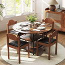47 Inch Round Dining Table for 4-6 People Large Kitchen Table with 2-Tier Storage Shelves by LJGDeals