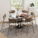 47 Inch Round Dining Table for 4-6 People Large Kitchen Table with 2-Tier Storage Shelves by LJGDeals
