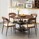 47 Inch Round Dining Table for 4-6 People Large Kitchen Table with 2-Tier Storage Shelves by LJGDeals