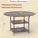 47 Inch Round Dining Table for 4-6 People Large Kitchen Table with 2-Tier Storage Shelves by LJGDeals