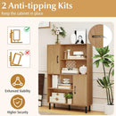 47 Inch Storage Cabinet Freestanding Bookcase with 2 Doors and 4 Open Shelves by LJGDeals