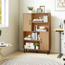 47 Inch Storage Cabinet Freestanding Bookcase with 2 Doors and 4 Open Shelves by LJGDeals