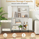 47 Inch Storage Cabinet Freestanding Bookcase with 2 Doors and 4 Open Shelves by LJGDeals