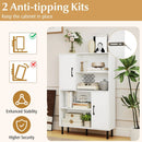 47 Inch Storage Cabinet Freestanding Bookcase with 2 Doors and 4 Open Shelves by LJGDeals