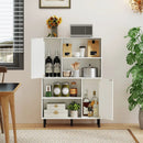 47 Inch Storage Cabinet Freestanding Bookcase with 2 Doors and 4 Open Shelves by LJGDeals
