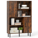 47 Inch Storage Cabinet Freestanding Bookcase with 2 Doors and 4 Open Shelves by LJGDeals