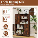 47 Inch Storage Cabinet Freestanding Bookcase with 2 Doors and 4 Open Shelves by LJGDeals