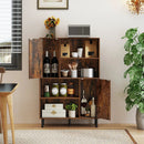 47 Inch Storage Cabinet Freestanding Bookcase with 2 Doors and 4 Open Shelves by LJGDeals