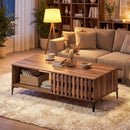 47 Inches Mid Century Coffee Table Farmhouse Wooden Center Table by DirectDeals
