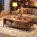47 Inches Mid Century Coffee Table Farmhouse Wooden Center Table by LJGDeals