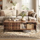 47 Inches Mid Century Coffee Table Farmhouse Wooden Center Table by LJGDeals