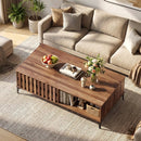 47 Inches Mid Century Coffee Table Farmhouse Wooden Center Table by LJGDeals