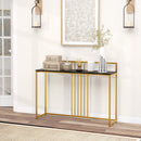 47 Inch Long Entryway Table with Faux Marble Top and Baffle by LJGDeals
