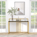 47 Inch Long Entryway Table with Faux Marble Top and Baffle