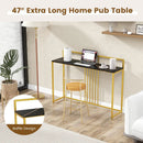 47 Inch Long Entryway Table with Faux Marble Top and Baffle by LJGDeals