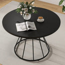 47 Inches Round Dining Table for 4 Farmhouse Kitchen Table with Wooden Tabletop by LJGDeals