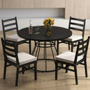 47 Inches Round Dining Table for 4 Farmhouse Kitchen Table with Wooden Tabletop by DirectDeals