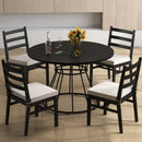47 Inches Round Dining Table for 4 Farmhouse Kitchen Table with Wooden Tabletop by LJGDeals