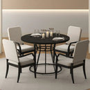 47 Inches Round Dining Table for 4 Farmhouse Kitchen Table with Wooden Tabletop by LJGDeals