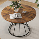 47 Inches Round Dining Table for 4 Farmhouse Kitchen Table with Wooden Tabletop by LJGDeals