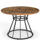 47 Inches Round Dining Table for 4 Farmhouse Kitchen Table with Wooden Tabletop by DirectDeals
