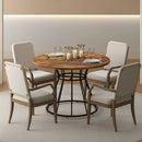 47 Inches Round Dining Table for 4 Farmhouse Kitchen Table with Wooden Tabletop by DirectDeals