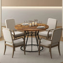 47 Inches Round Dining Table for 4 Farmhouse Kitchen Table with Wooden Tabletop by LJGDeals
