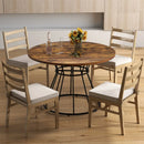 47 Inches Round Dining Table for 4 Farmhouse Kitchen Table with Wooden Tabletop by LJGDeals
