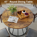 47 Inches Round Dining Table for 4 Farmhouse Kitchen Table with Wooden Tabletop by LJGDeals