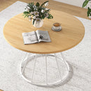 47 Inches Round Dining Table for 4 Farmhouse Kitchen Table with Wooden Tabletop by LJGDeals