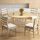 47 Inches Round Dining Table for 4 Farmhouse Kitchen Table with Wooden Tabletop by DirectDeals
