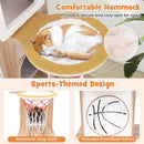 47 Inches Wooden Cat Tree with 2-Story Cat Condo and Basketball Hoop Hammock-Natural by LJGDeals