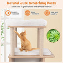 47 Inches Wooden Cat Tree with 2-Story Cat Condo and Basketball Hoop Hammock-Natural by LJGDeals